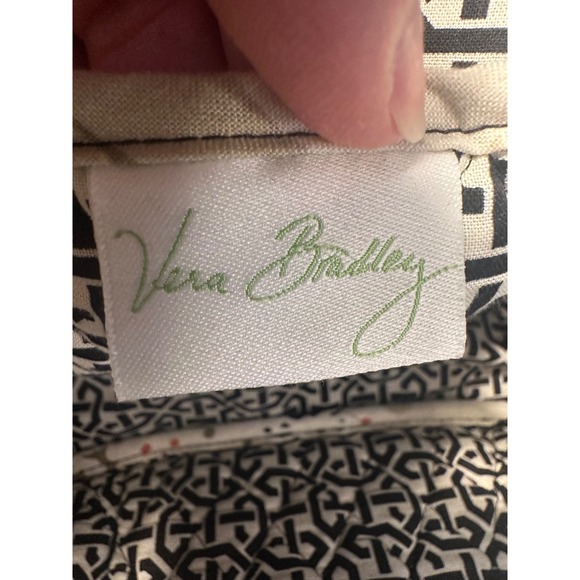 Vera Bradley Sun Valley Quilted Cotton Tote  Floral Yellow Black White Zip 15x10 - Picture 9 of 10